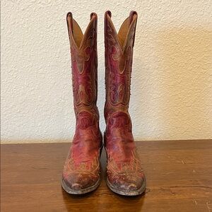 Lucchese Classics Handmade Rustic Red and Brown Western Boots